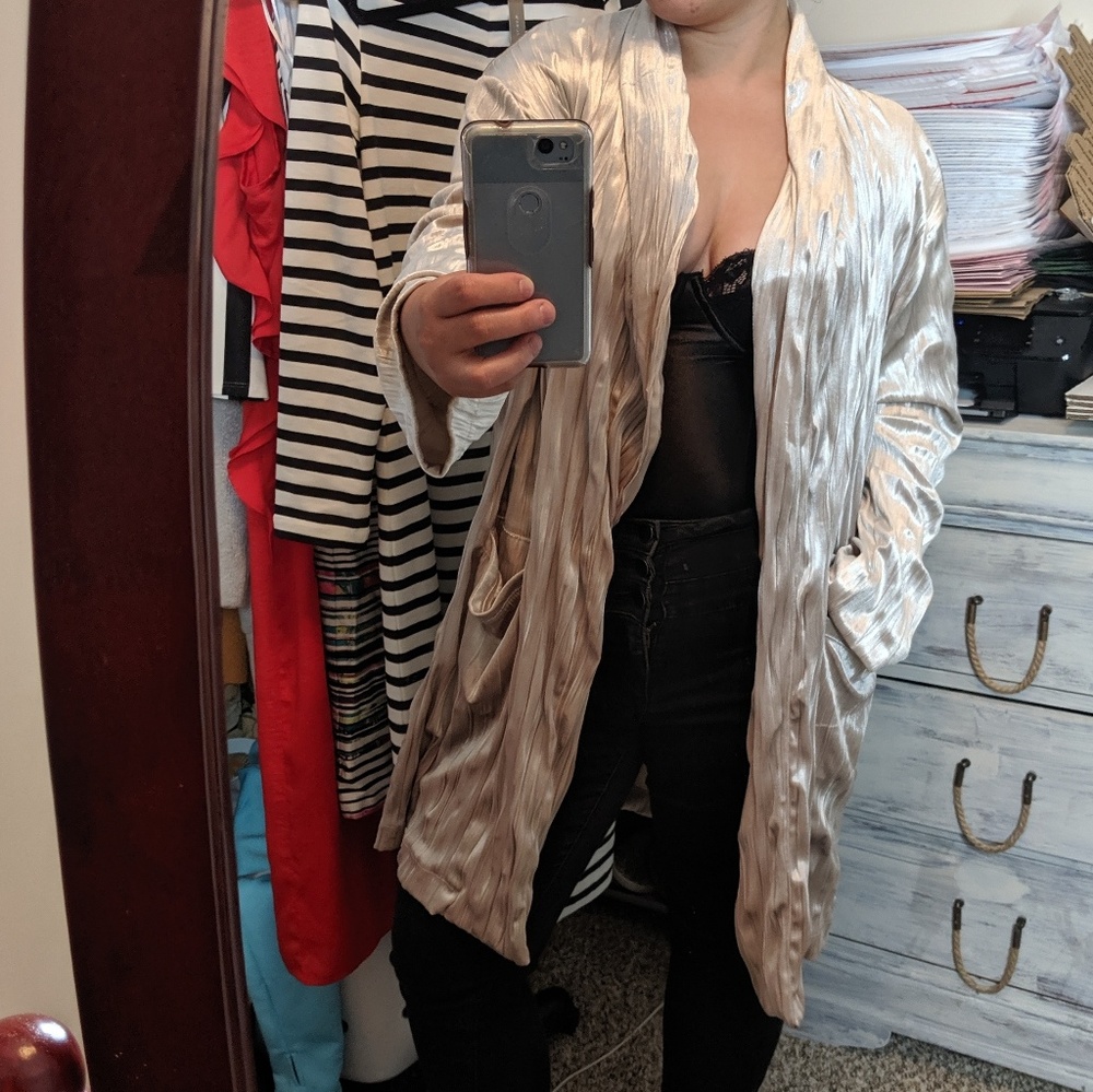NEW Zara velvet Pocket Cardigan L